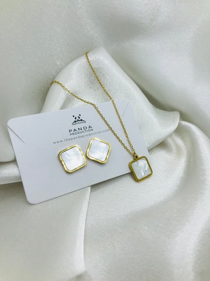 Minimal Rectangle Earring and Pendant Set