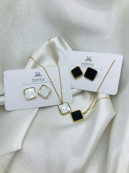 Minimal Rectangle Earring and Pendant Set
