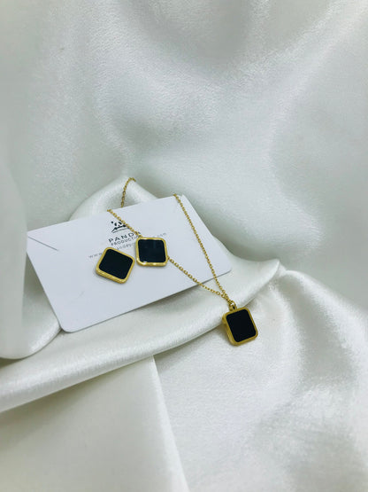 Minimal Rectangle Earring and Pendant Set