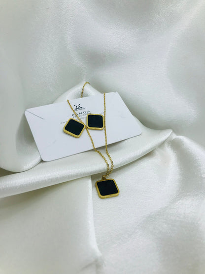 Minimal Rectangle Earring and Pendant Set