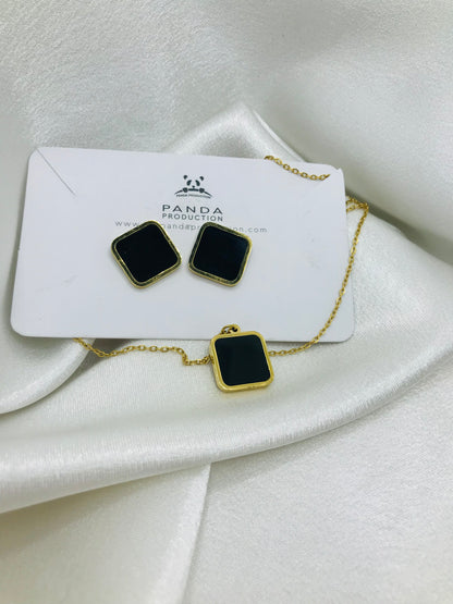 Minimal Rectangle Earring and Pendant Set