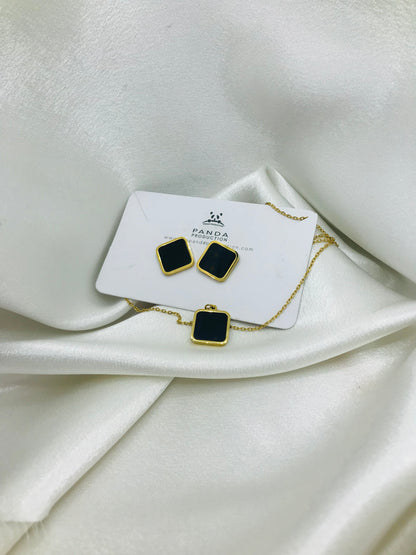 Minimal Rectangle Earring and Pendant Set