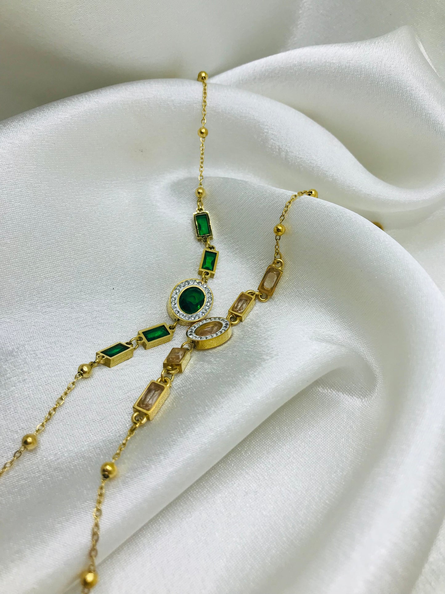 Emerald Zircon Chain Bracelet