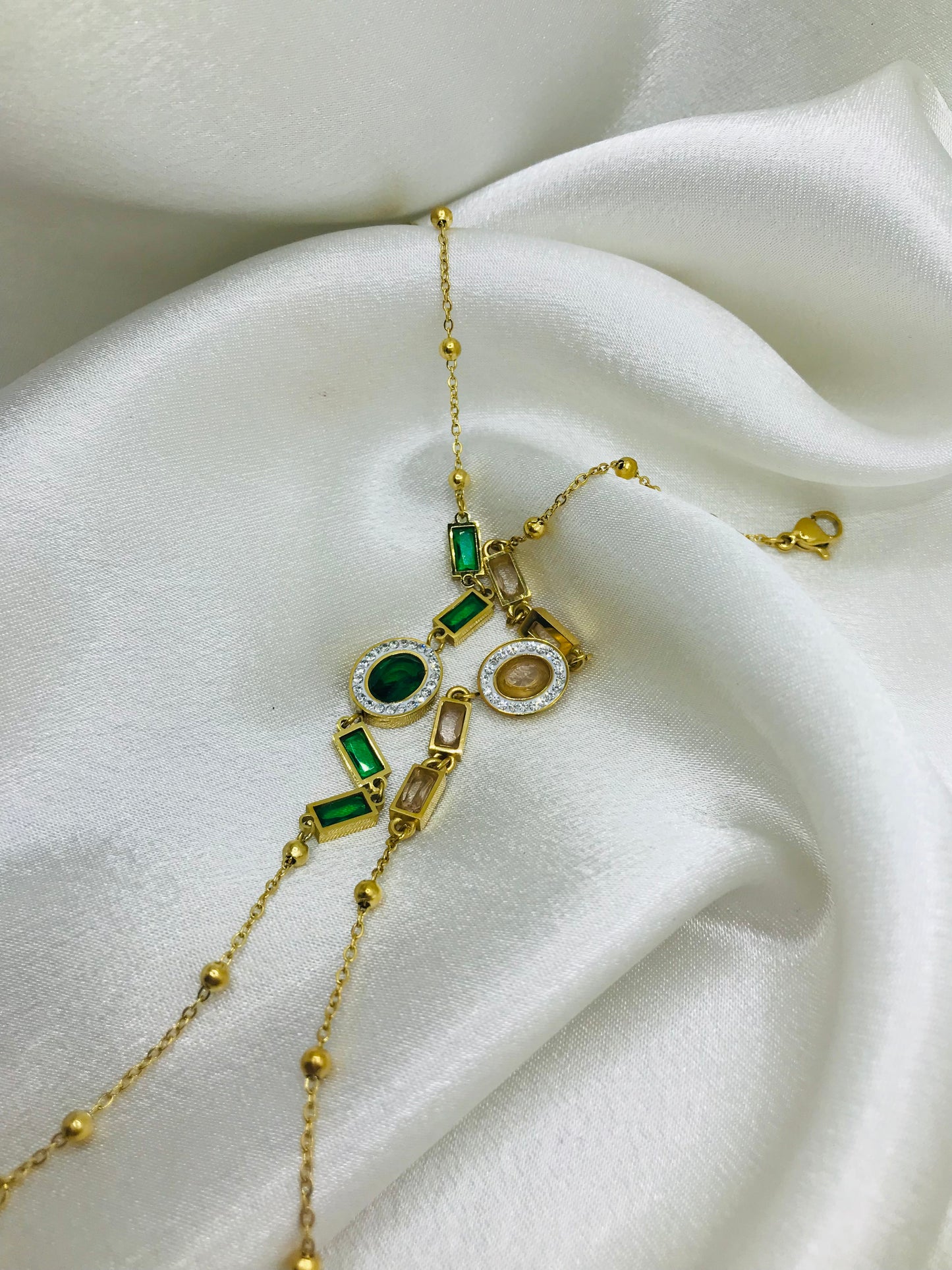 Emerald Zircon Chain Bracelet