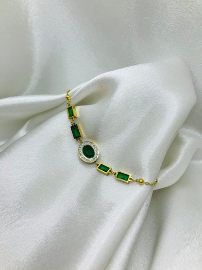 Emerald Zircon Chain Bracelet