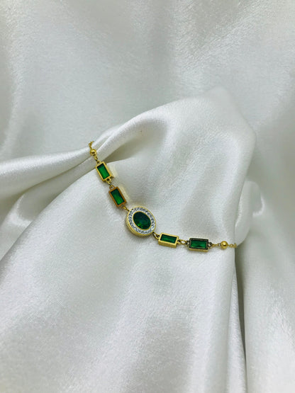 Emerald Zircon Chain Bracelet