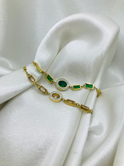 Emerald Zircon Chain Bracelet