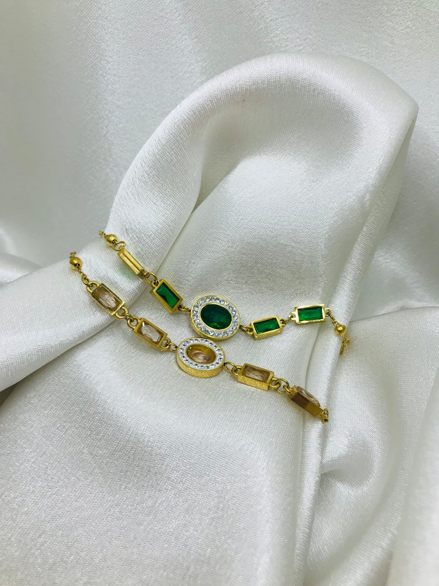Emerald Zircon Chain Bracelet