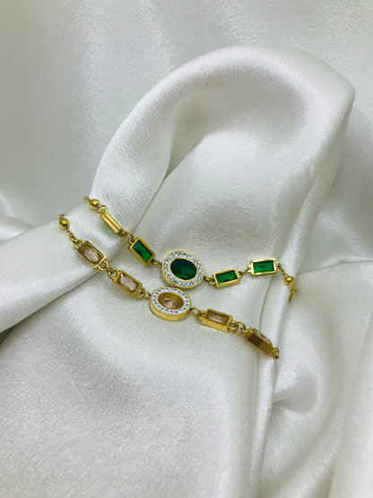 Emerald Zircon Chain Bracelet
