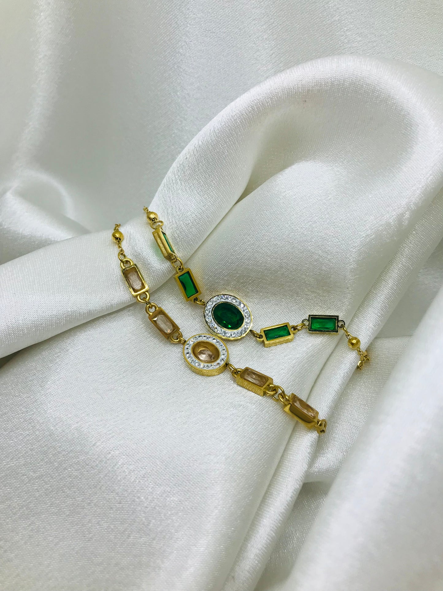 Emerald Zircon Chain Bracelet