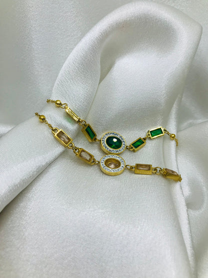 Emerald Zircon Chain Bracelet
