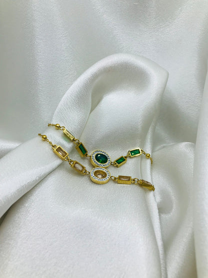 Emerald Zircon Chain Bracelet