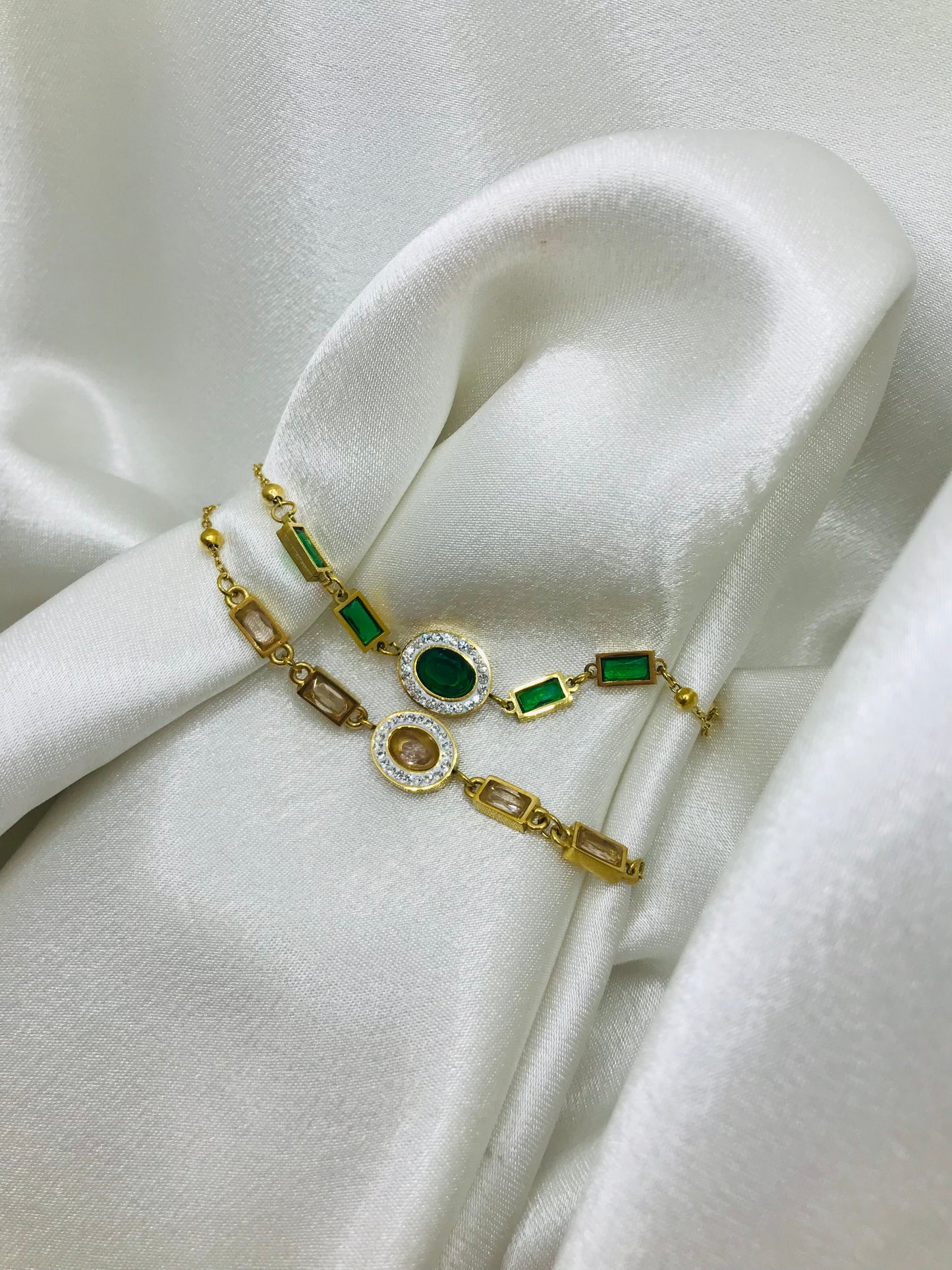 Emerald Zircon Chain Bracelet
