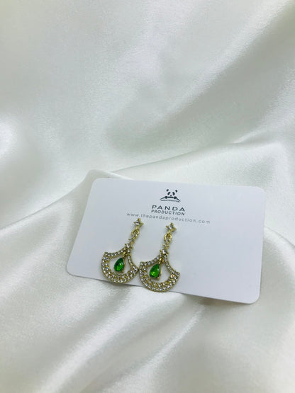 Green Stone Drop Earrings