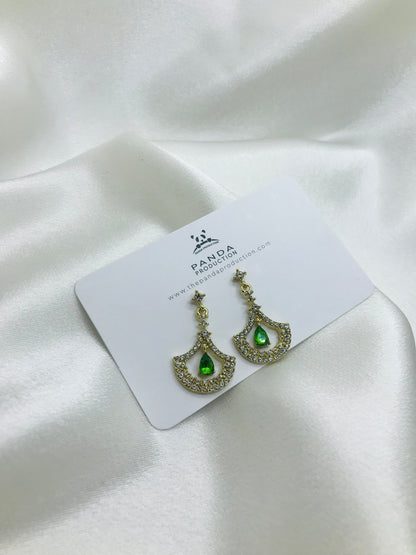 Green Stone Drop Earrings