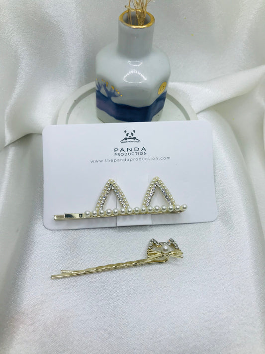 Pearl and Rhinestone Hairpin Set