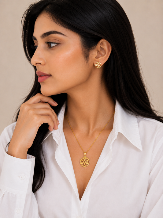 Gold-Plated Interlocking Circle Jewelry Set