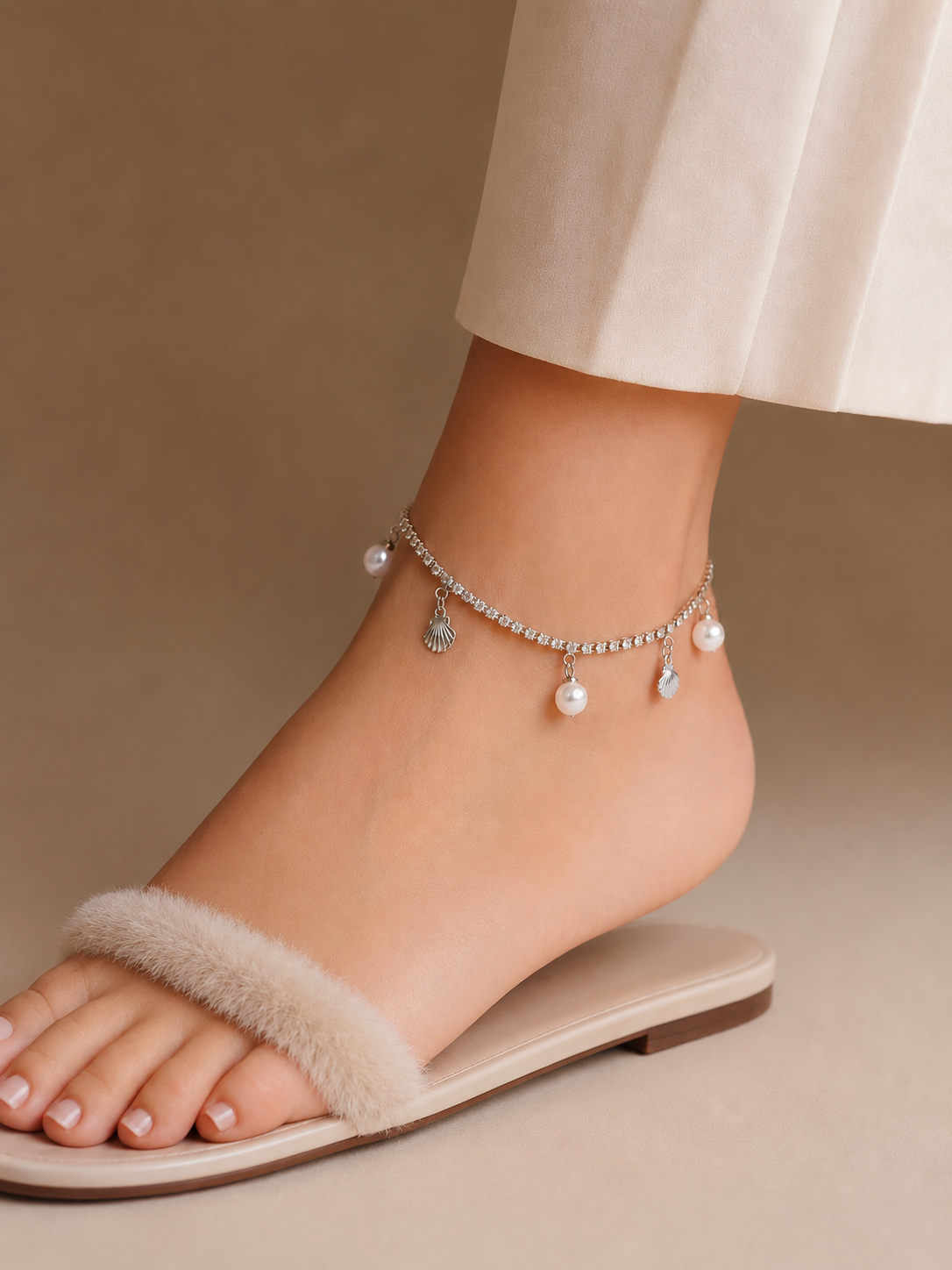 Pearl and Seashell Anklet