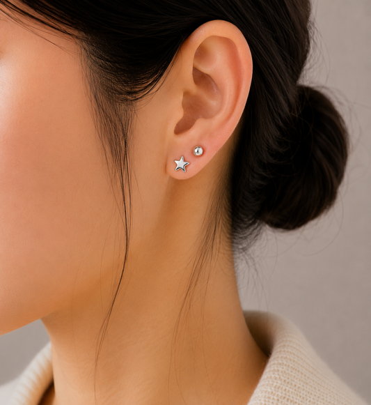 Mixed Shape Silver Studs