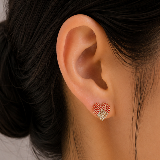 Heart Diamond Ear Studs