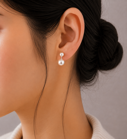 Double Pearl Stud Earrings
