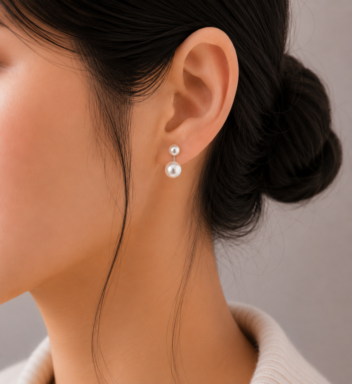 Double Pearl Stud Earrings