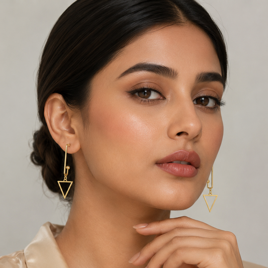 Long Metal Triangle Earrings