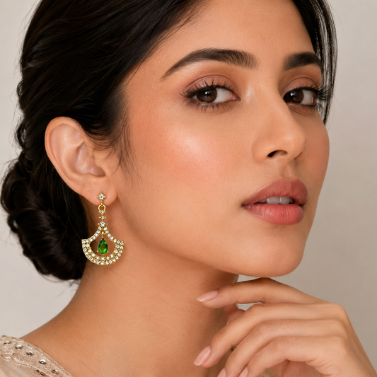 Green Stone Drop Earrings