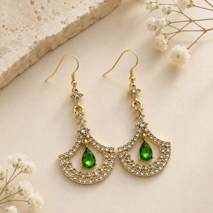 Green Stone Drop Earrings