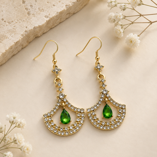Green Stone Drop Earrings