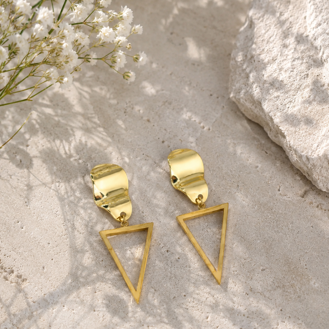 Gold Triangle Earrings