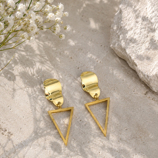 Gold Triangle Earrings