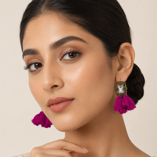 Maroon Tassel Earrings