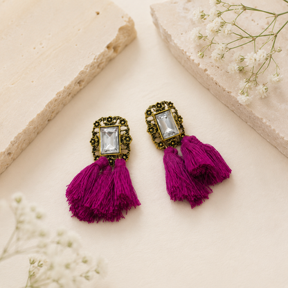 Maroon Tassel Earrings