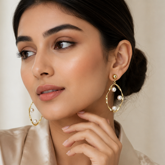 Metal Pearl Earrings