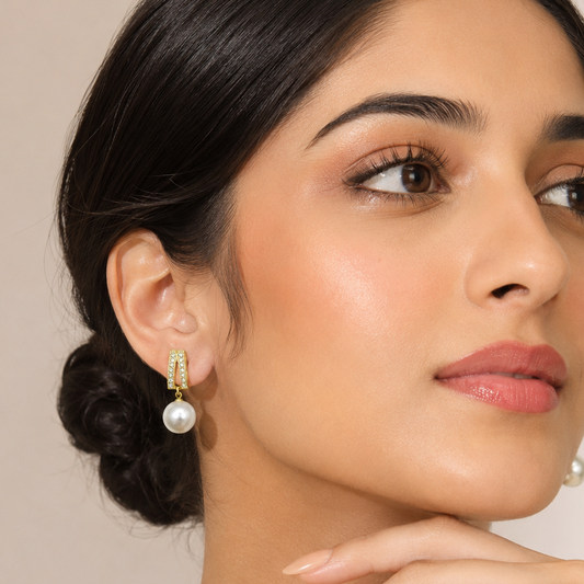 Fancy Pearl and Rhinestone Earrings