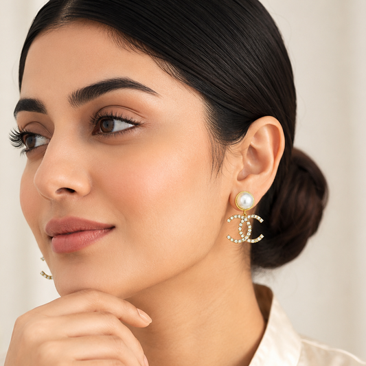 Channel Earrings with Pearl