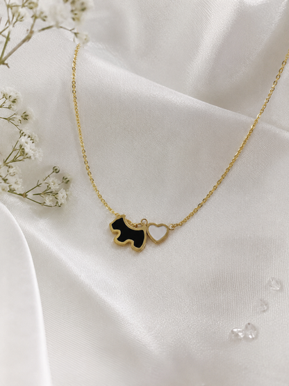 Cat and Heart Double Pendant