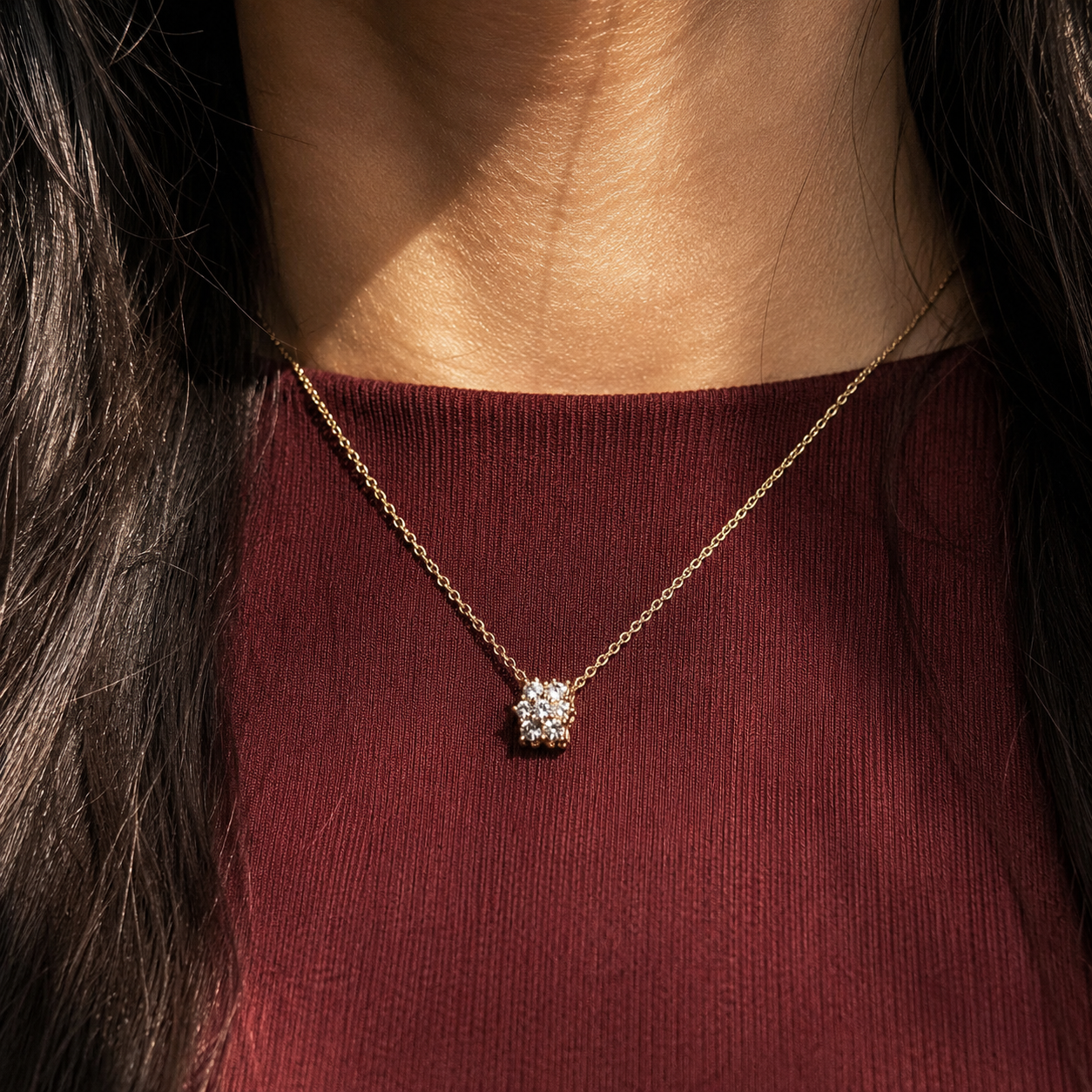 Gold Cube Crystal Necklace