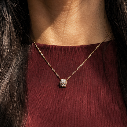 Gold Cube Crystal Necklace