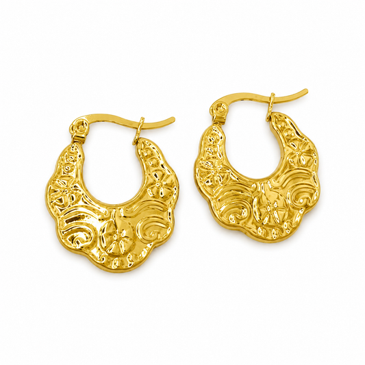 Flower Unique Gold Hoop