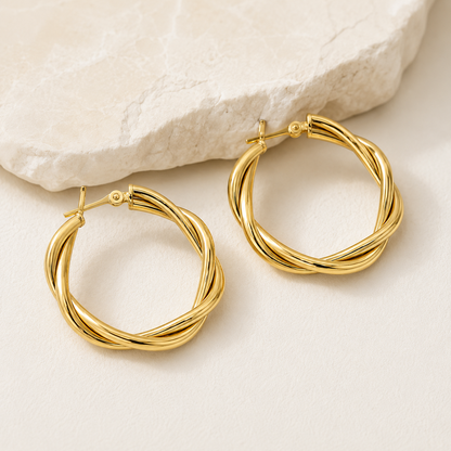 Twisted Gold Hoop Earrings