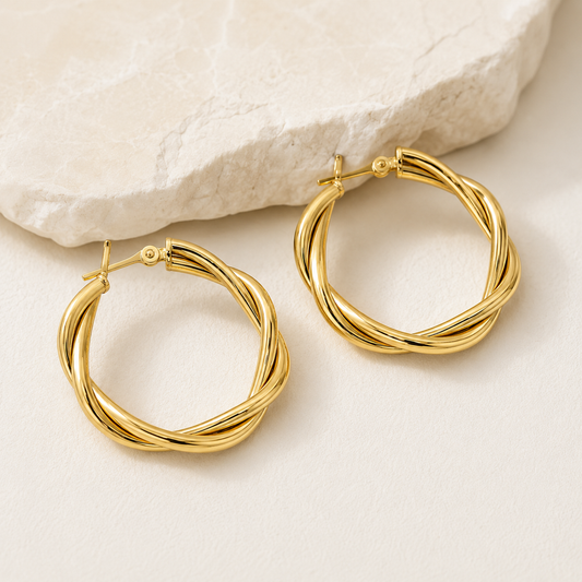 Twisted Gold Hoop Earrings