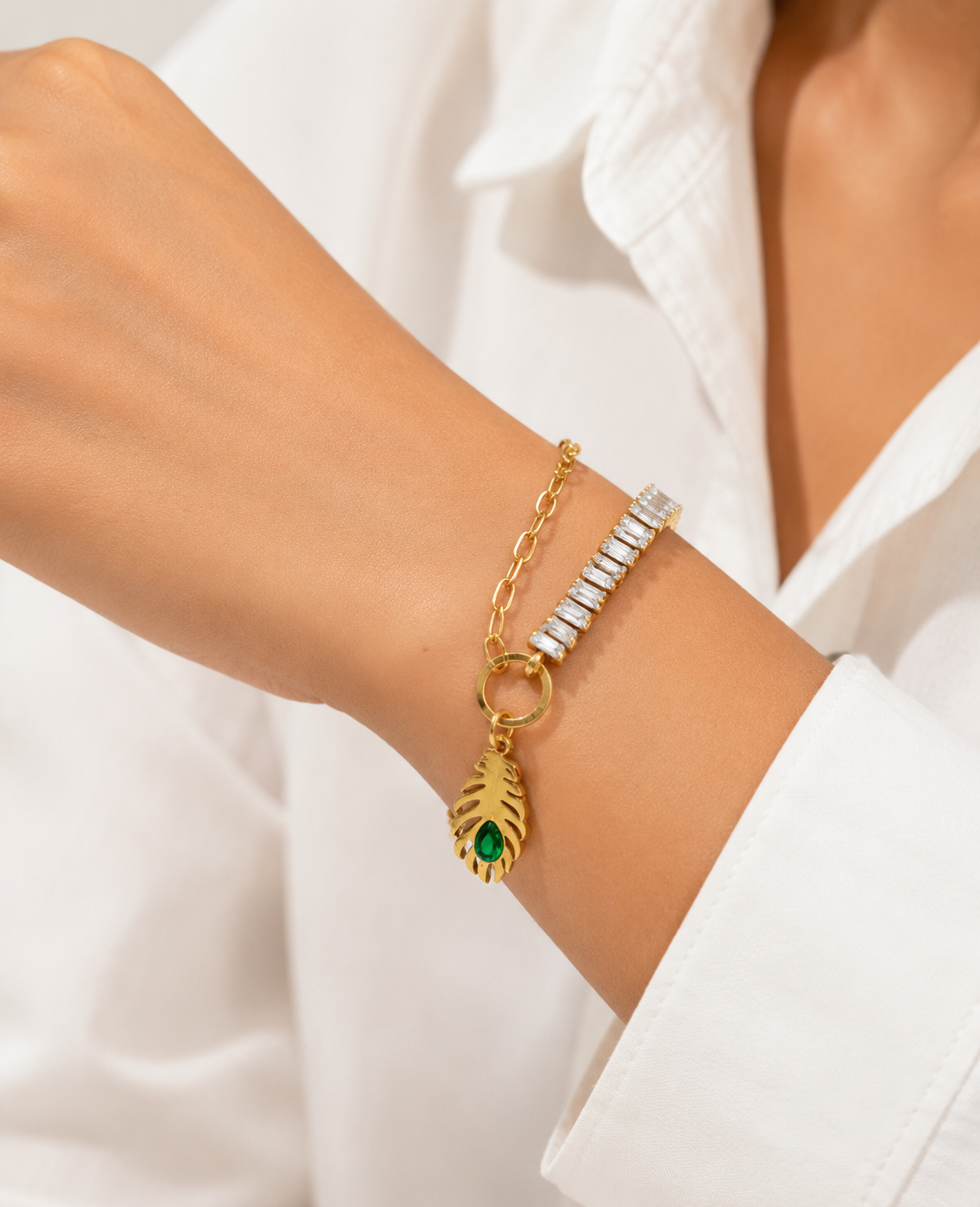 Emerald Leaf Bracelet