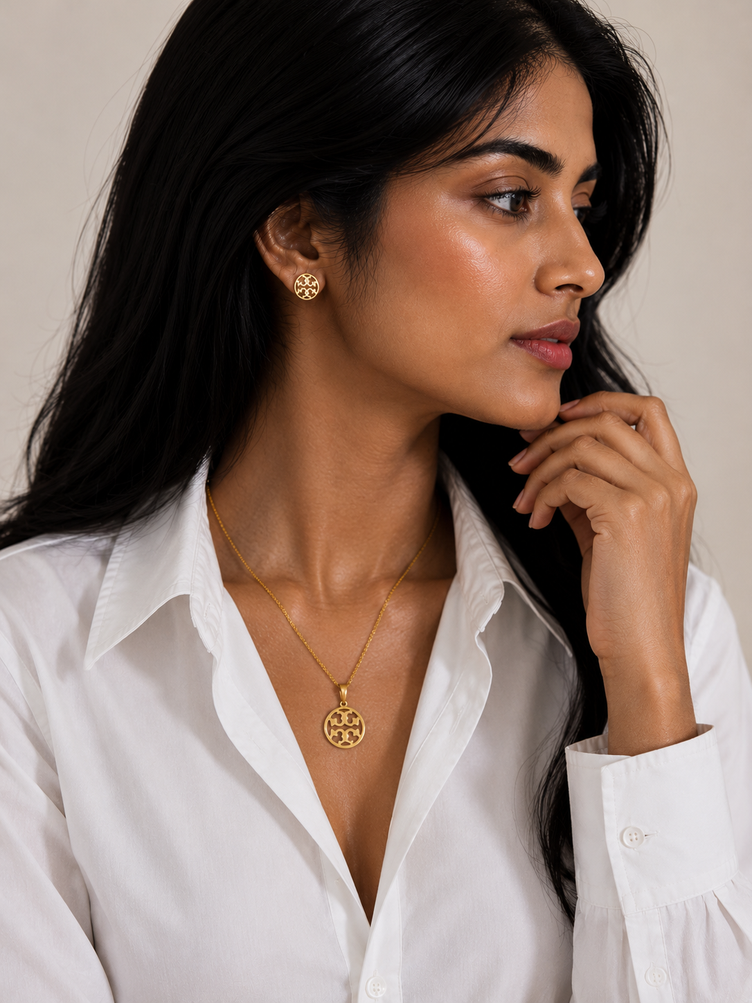 Gold-Plated Interlocking Circle Jewelry Set