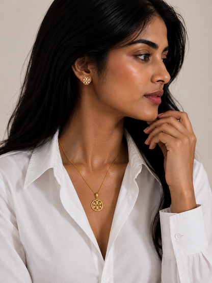 Gold-Plated Interlocking Circle Jewelry Set