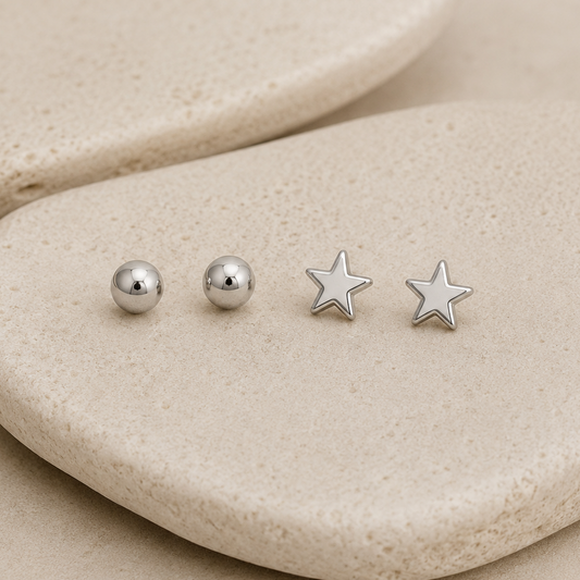 Mixed Shape Silver Studs