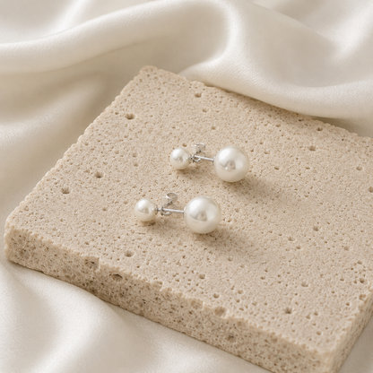 Double Pearl Stud Earrings