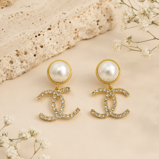 Channel Earrings with Pearl