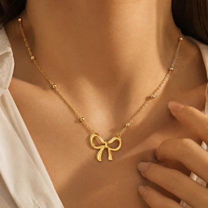 Elegant Bow Pendant Necklace